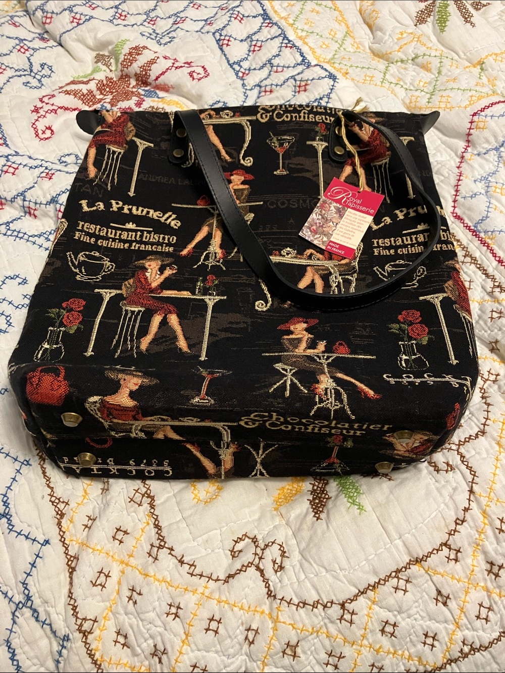Royal Tapisserie Black Bistro Print Tote